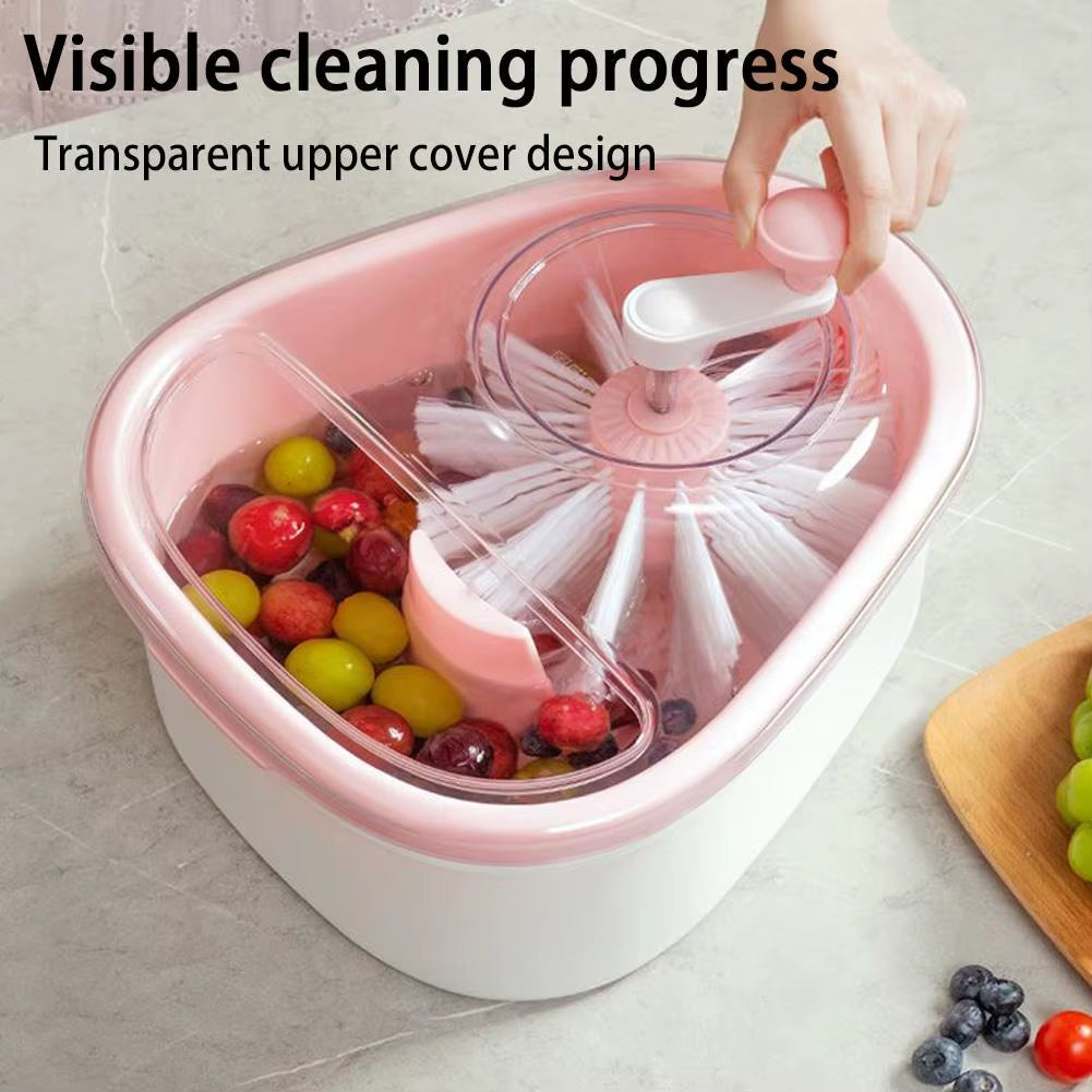 Fruit Vegetable Washing Machine Fruit Washing Spinner Device Vegetable Cleaner Device with Spin Scrubber Brush for Home Kitchen