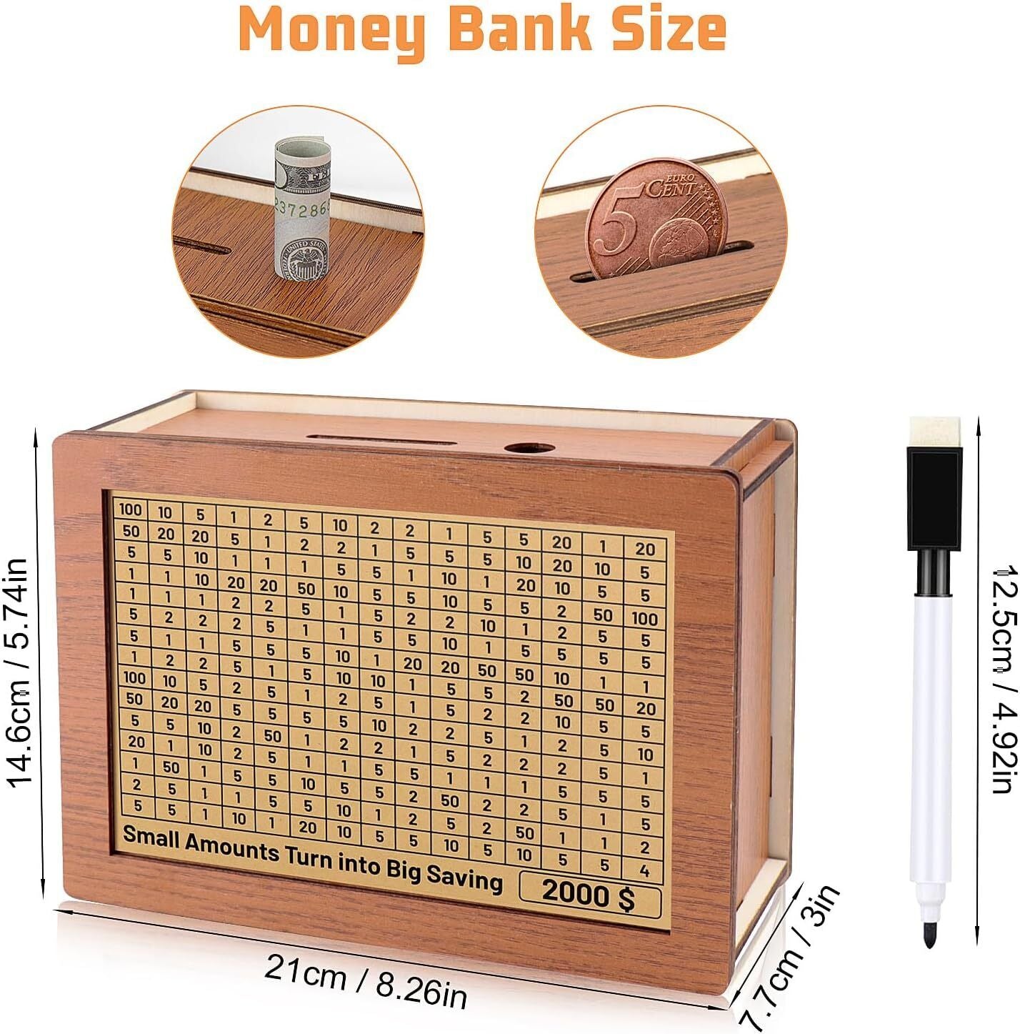 Cash Vault Wooden Savings Box Wooden Cash Saver Money Saving Box with Countdown